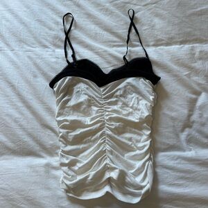 Black White Bustier Contrast Cami Top